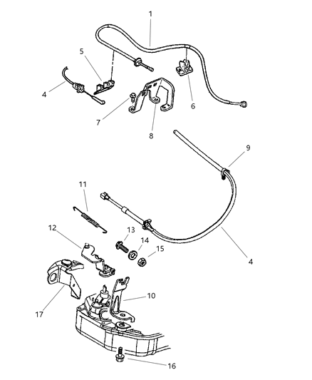 Cable Throttle Valve Diagram for 52104284AB