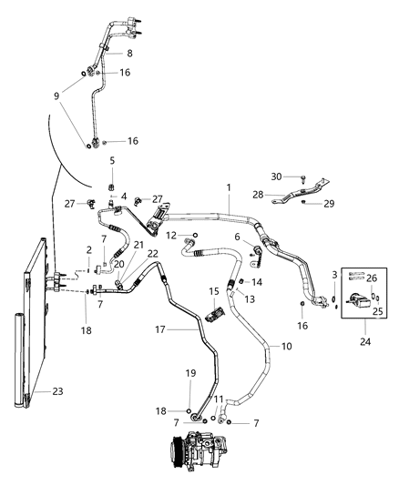 2006 Dodge Sprinter 3500 Line A/C Liquid Includes: Gaskets, Valve Core, Cap Diagram for 68186691AC
