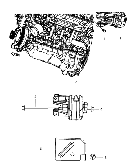 2021 Ram 1500 Insulator Engine Mount Left Side Diagram for 68248757AD