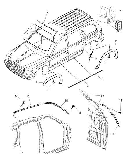 Molding Quarter Wheel Opening, Rear Driver Side Diagram for 5FN27DX8AC