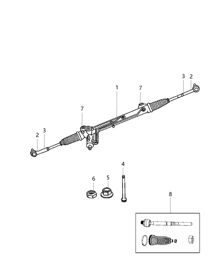 2022 Jeep Grand Cherokee L End Package Tie Rod Diagram for 5143556AB
