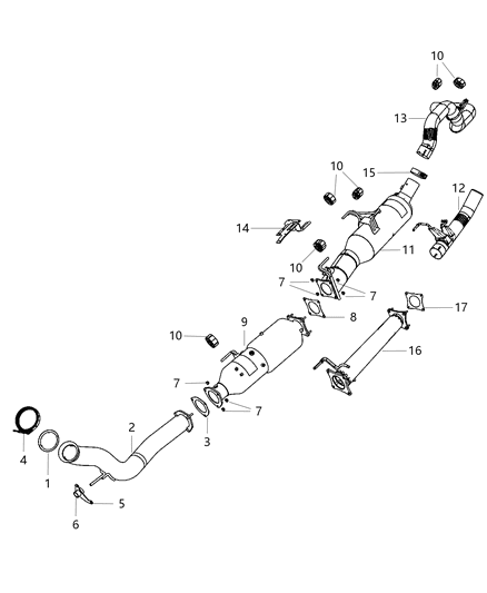 Gasket Exhaust Pipe Diagram for 68065844AA
