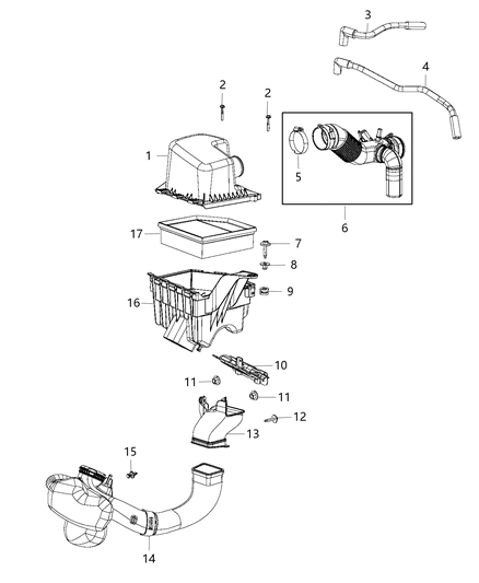 2003 Chrysler Sebring Hose Air Cleaner Diagram for 68235590AA