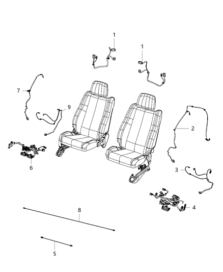 Wiring Seat Back Passenger Diagram for 68101086AE