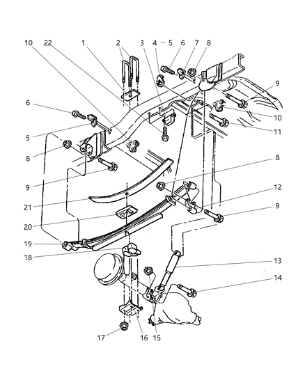 2001 Dodge Ram 2500 Clip, Rear Spring Mounting Diagram for 52038486