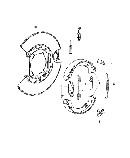 1993 Dodge B150 Shoe And Lining Kit Parking Brake For Both Sides Diagram for 68020626AA