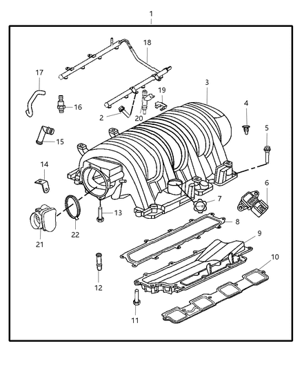 2014 Jeep Wrangler Manifold Intake This Package Contains All Parts Listed Below Diagram for 5037510AJ