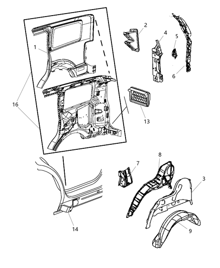 1999 Dodge Grand Caravan Trough Liftgate Opening Diagram for 55360838AD