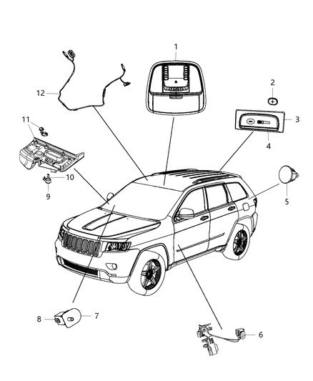 Bezel LED Front Seat Cushion Diagram for 68217044AA