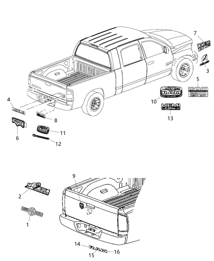 Nameplate Tailgate M Diagram for 68245566AD