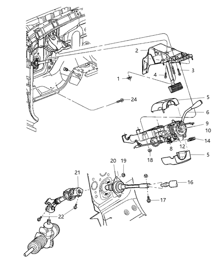 Bracket Steering Column Diagram for 55351236AA