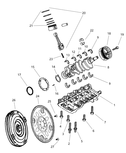 Plug .250-18X.690 Cylinder Block Coolant Drain Diagram for 6036592AA