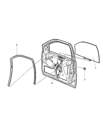 2024 Ram 1500 Classic Regulator Front Door Window Diagram for 4589265AA