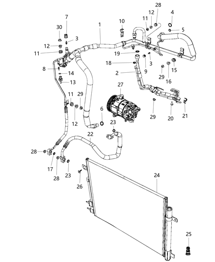 Line A/C Suction And Liquid Diagram for 68322289AA
