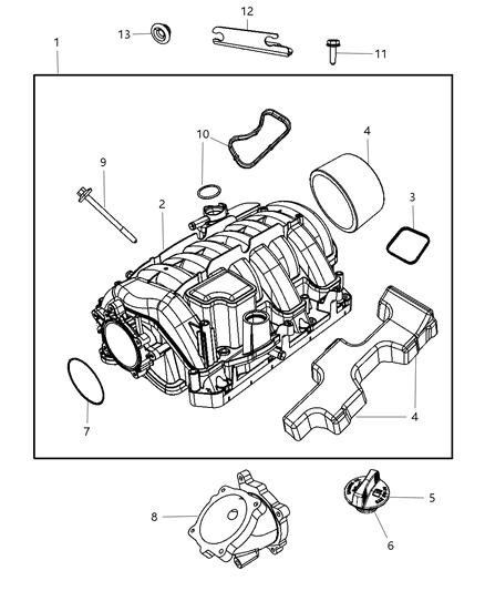 2009 Dodge Durango Elbow Air Intake Diagram for 5192054AC