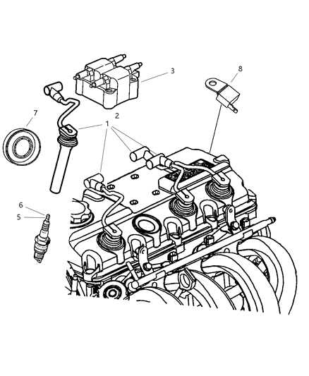 1984 Dodge Aries Spark Plug Diagram for SPRE14MCC5