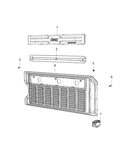 1988 Jeep J20 Panel Swing Gate Trim Diagram for 6BM40TX7AB