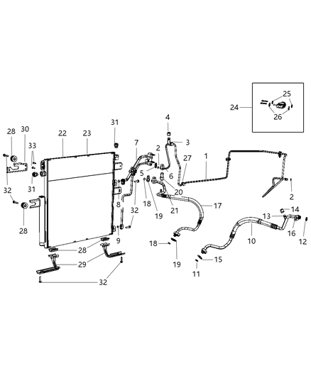 Line A/C Liquid: Gaskets, O-Rings, Valve Core, Cap Diagram for 55111182AC