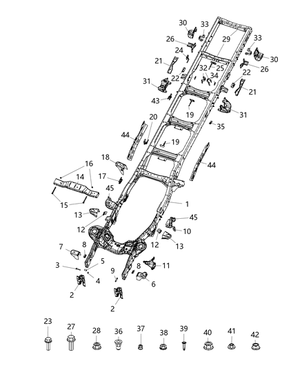 1987 Dodge Ramcharger Bolt Hexagon Flange Head M16X1.50X55 Track Bar Bracket Diagram for 6104277AA