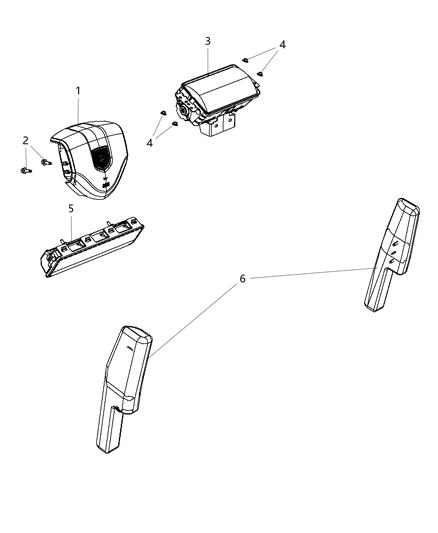 Driver Inflator Module, Driver Side Diagram for 1RV69DX9AC