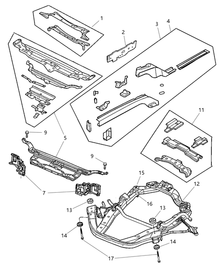 1993 Chrysler Town & Country Brace Front Strut Tower To Tower Diagram for 4580349AF