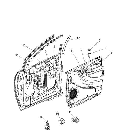 2001 Dodge Grand Caravan Panel Front Door Trim Diagram for SK341L5AD