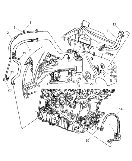 2003 Chrysler PT Cruiser Line A/C Liquid Diagram for 5058002AD