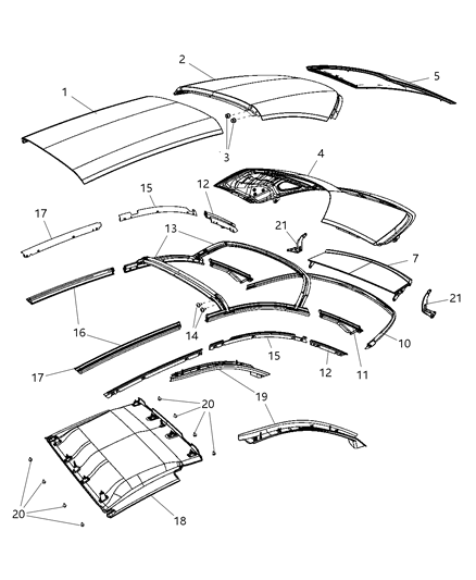 Push Pin Headliner Attaching Diagram for 4389940AA