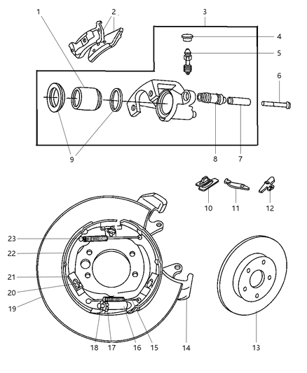 Shoe And Lining Rear Disc Brake Diagram for V2012344AB