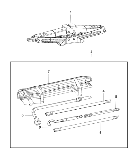 Bag Jack Tool Storage Diagram for 68222477AA