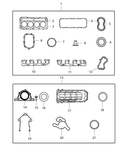 Gasket Package Front Cover, Item 1 Cover Diagram for 5139933AB