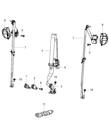 Seat Belt Rear Inner Buckle Diagram for 1GE36DX9AA
