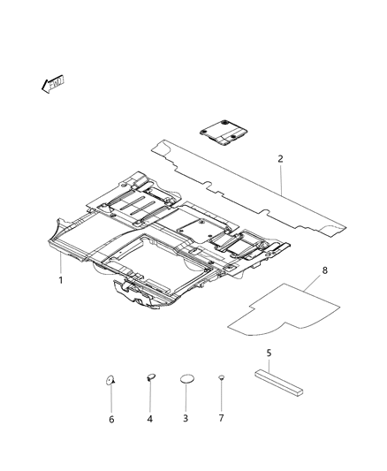 Carpet Front Floor Diagram for 5YH24JXWAA