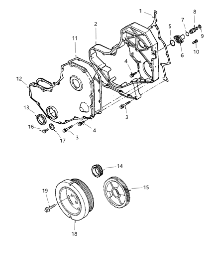 1984 Chrysler LeBaron Pin, Front Cover Timing Diagram for 4429924