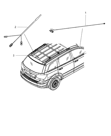2006 Dodge Durango Antenna Base Cable And Bracket Diagram for 5091031AA