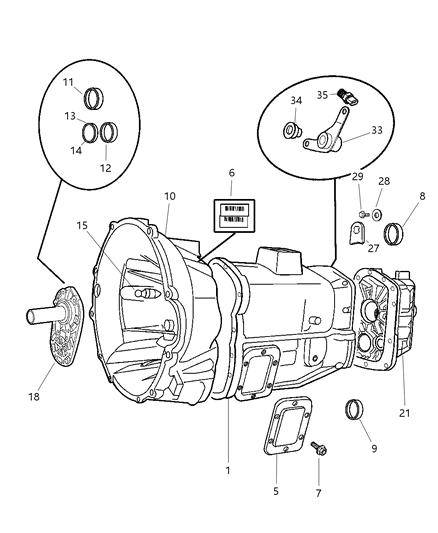 2002 Dodge Ram 2500 Seal Output Shaft Diagram for 5072896AA