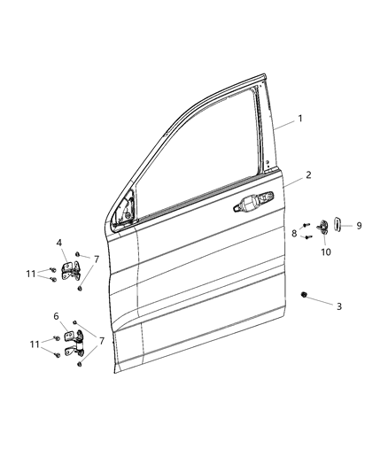 2010 Jeep Commander Door Front, Passenger Side Diagram for 68274938AC