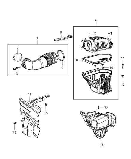 2006 Dodge Ram 2500 Resonator Air Cleaner Diagram for 68240940AA