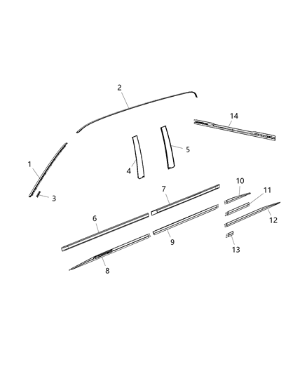2017 Ram 3500 Applique B Pillar Rear Diagram for 55372276AE