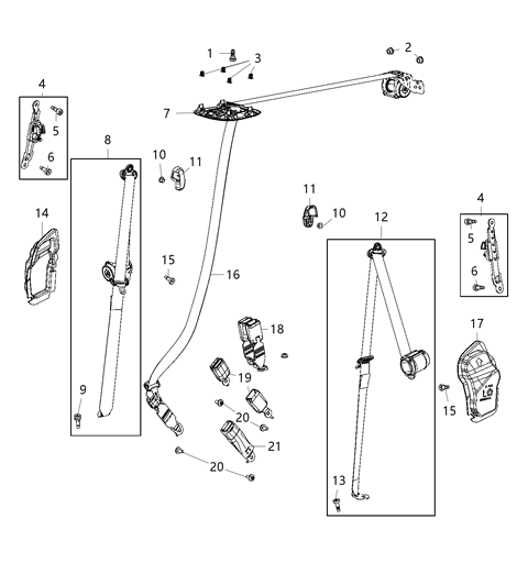 Seat Belt Rear Left Diagram for 6EB01PD2AC