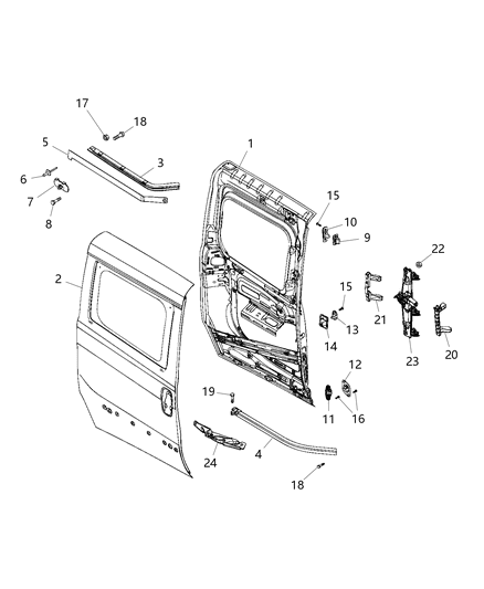 Panel Rear Door Outer Repair Diagram for 68265928AA