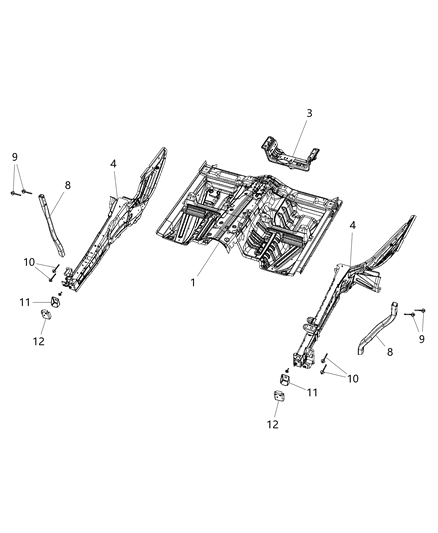 2018 Jeep Wrangler Pan Floor Diagram for 68146603AE