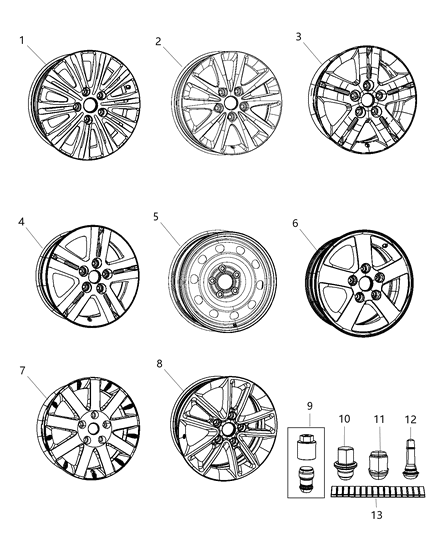 1995 Chrysler Cirrus Wheel Aluminum Diagram for 5QT77JXYAA