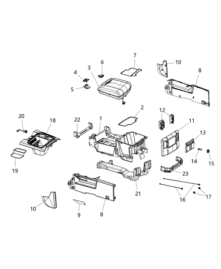Latch Armrest Lid Lower Latch Diagram for 5RQ83TX7AC