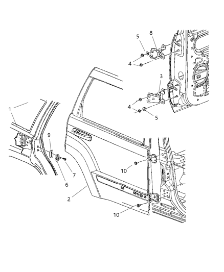 2012 Jeep Wrangler Door Rear Diagram for 55394384AH