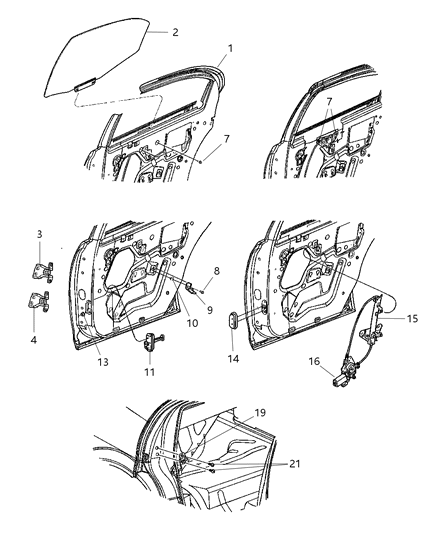 1998 Dodge Grand Caravan Motor Window Regulator Diagram for 5056031AC