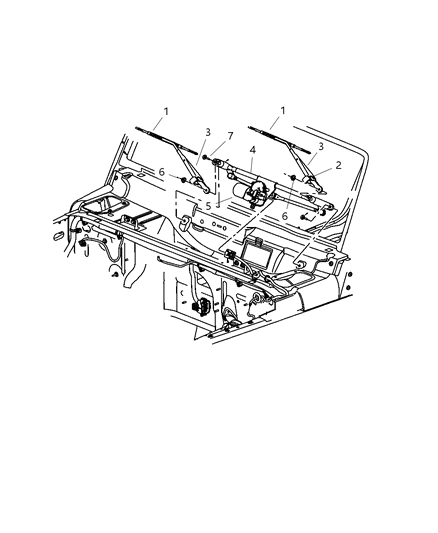 2025 Jeep Grand Wagoneer L Motor And Linkage Windshield Wiper Diagram for 55077859AC