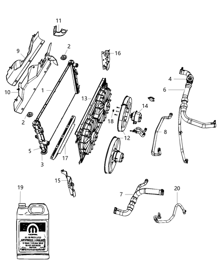 Motor Radiator Fan Diagram for 68046507AA