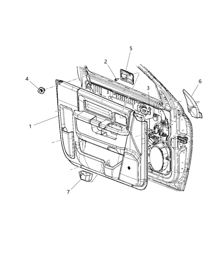 Panel Front Door Trim Diagram for 1EA24XDVAA
