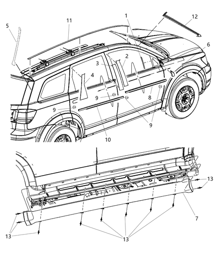 Applique B Pillar Diagram for 5116269AA